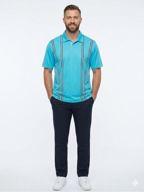 Men's Blue Striped Polo Shirt